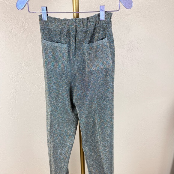 NWT Lanvin Paris Metallic Knit Joggers Blue Gold Lavender M - Picture 6 of 12